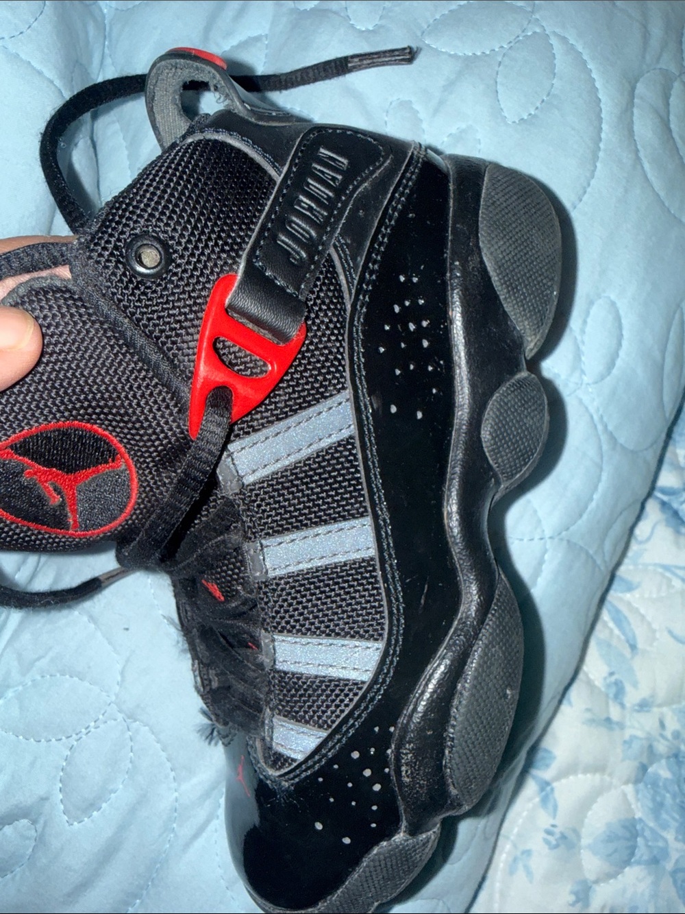 Jordan Kids Black and Red Retro Trainer Sneakers